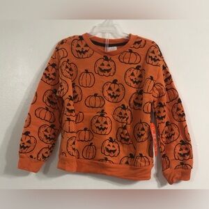 Wonder Nation Orange black Pumpkin Graphic sweatshirt kangaroo pocket.4T